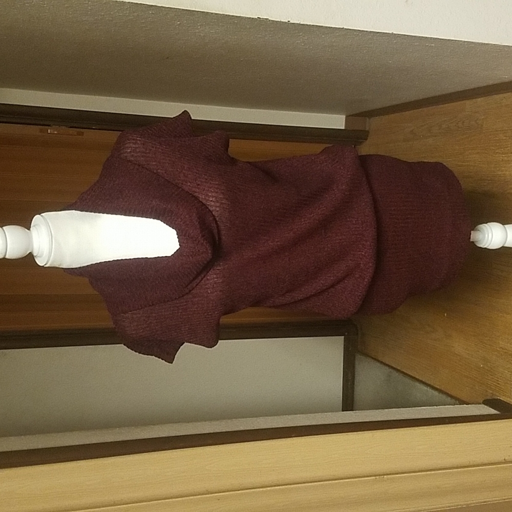 COLOR ME RED BURGUNDY AND BLACK COWLNECK SWEATER DRESS